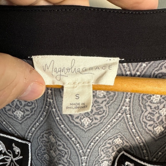 Magnolia Grace Black/Gray Geometric Sleeveless Midi Dress Small Embroidered Trim - Picture 3 of 14